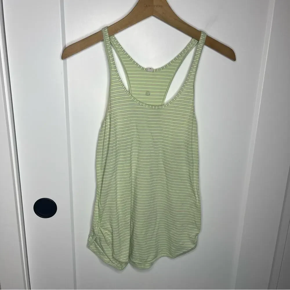 Lululemon Green & White Striped Racerback Tank Top Size 4